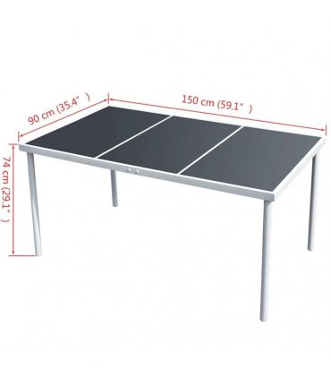 vidaXL Garden Table 150x90x74 cm Black Steel