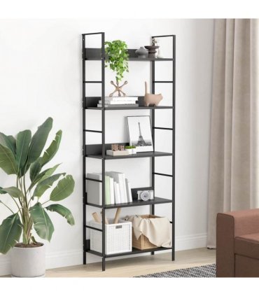 vidaXL 5-Layer Book Shelf Black 60x27.6x158.5 cm Engineered Wood