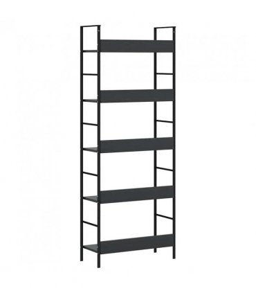 vidaXL 5-Layer Book Shelf Black 60x27.6x158.5 cm Engineered Wood