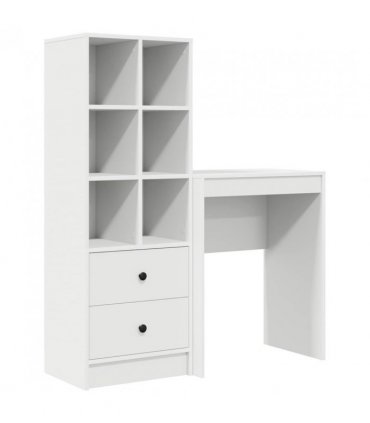 vidaXL Desk with Drawer with Shelf with Storage 2 pcs White