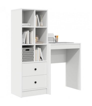vidaXL Desk with Drawer with Shelf with Storage 2 pcs White