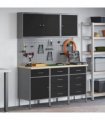 vidaXL Work Cabinet with Drawer 8 pcs Black Engineered Wood and Steel