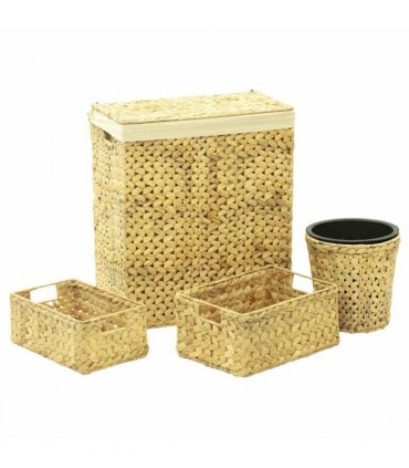 vidaXL 4 Piece Bathroom Set Water Hyacinth
