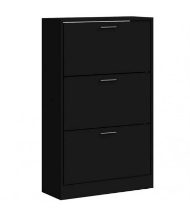 vidaXL Shoe Cabinet Black 63x24x103 cm Engineered Wood