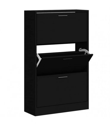 vidaXL Shoe Cabinet Black 63x24x103 cm Engineered Wood