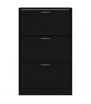 vidaXL Shoe Cabinet Black 63x24x103 cm Engineered Wood