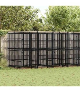 vidaXL Outdoor Dog Kennel Steel 12.9 m²