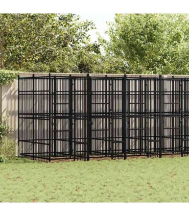 vidaXL Outdoor Dog Kennel Steel 12.9 m²