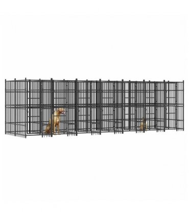 vidaXL Outdoor Dog Kennel Steel 12.9 m²