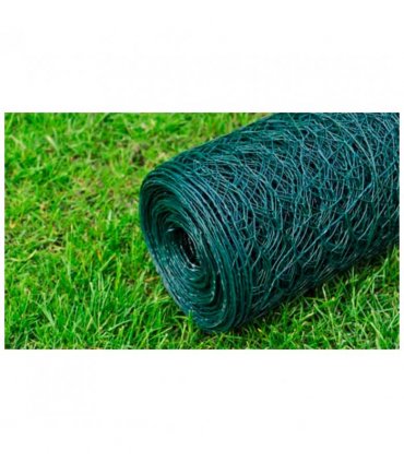 vidaXL Chicken Wire Fence with PVC Coating 25x0.75 m Green