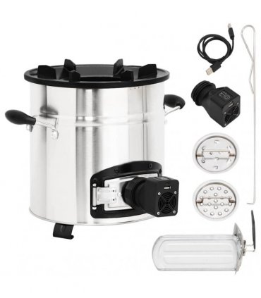 vidaXL Wood Stove with USB Fan Silver 35.5x26x28 cm Stainless Steel