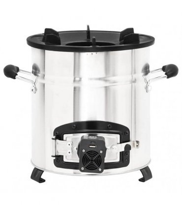 vidaXL Wood Stove with USB Fan Silver 35.5x26x28 cm Stainless Steel