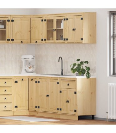vidaXL Cabinet with Shelf SKI 4 pcs Honey Brown Solid Pine Wood