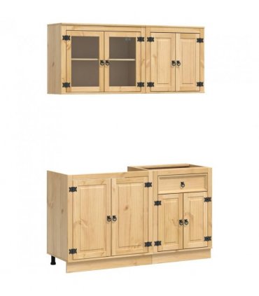 vidaXL Cabinet with Shelf SKI 4 pcs Honey Brown Solid Pine Wood