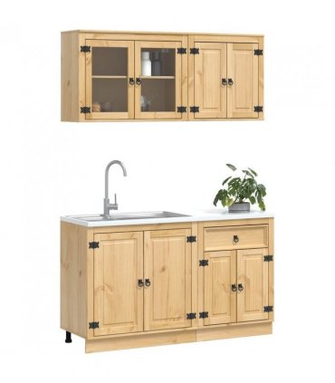 vidaXL Cabinet with Shelf SKI 4 pcs Honey Brown Solid Pine Wood