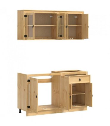 vidaXL Cabinet with Shelf SKI 4 pcs Honey Brown Solid Pine Wood