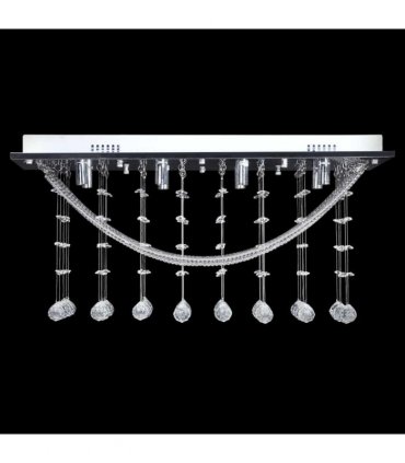 vidaXL White Ceiling Lamp with Glittering Glass Crystal Beads 8 x G9 29 cm