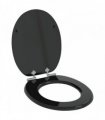 vidaXL Soft-Close Toilet Seat Black 44 x 38 cm MDF board