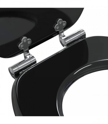 vidaXL Soft-Close Toilet Seat Black 44 x 38 cm MDF board