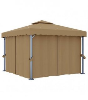 vidaXL Gazebo with Curtain 3x3 m Taupe Aluminium