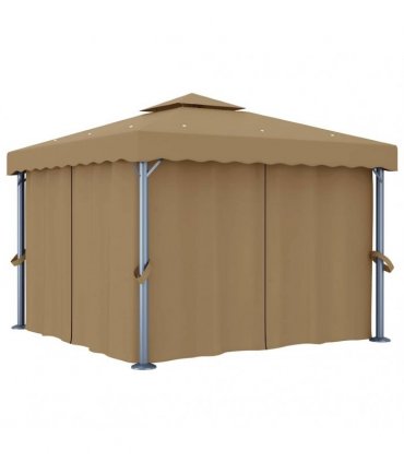 vidaXL Gazebo with Curtain 3x3 m Taupe Aluminium