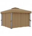 vidaXL Gazebo with Curtain 3x3 m Taupe Aluminium