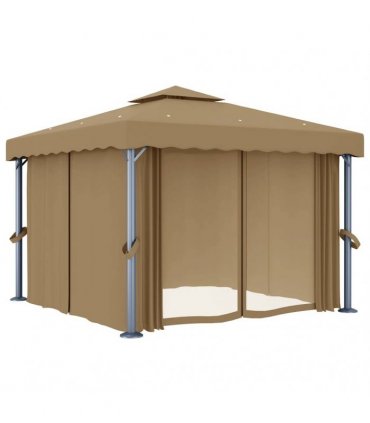 vidaXL Gazebo with Curtain 3x3 m Taupe Aluminium