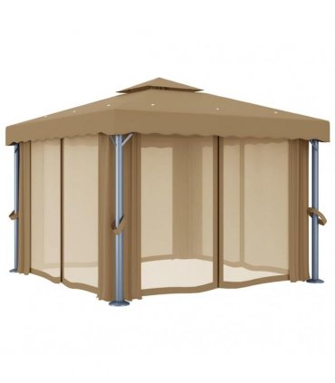 vidaXL Gazebo with Curtain 3x3 m Taupe Aluminium