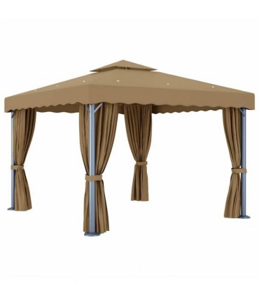 vidaXL Gazebo with Curtain 3x3 m Taupe Aluminium