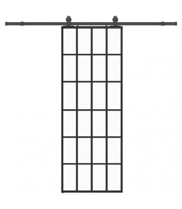 vidaXL Sliding Door with Hardware Set Black 76x205 cm ESG Glass