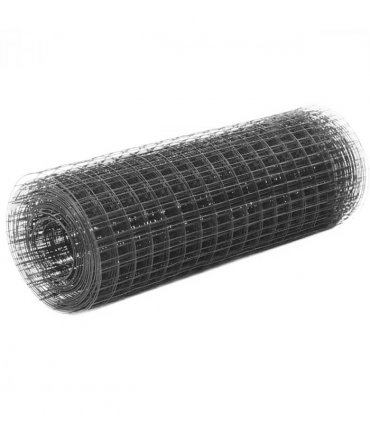 vidaXL Chicken Wire Fence Steel with PVC Coating 25x0.5 m Grey