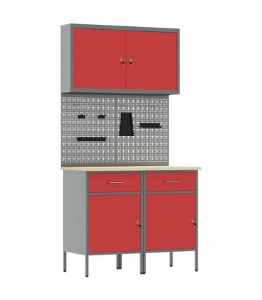 vidaXL Work Cabinet with Drawer 5 pcs Red Engineered Wood and Steel