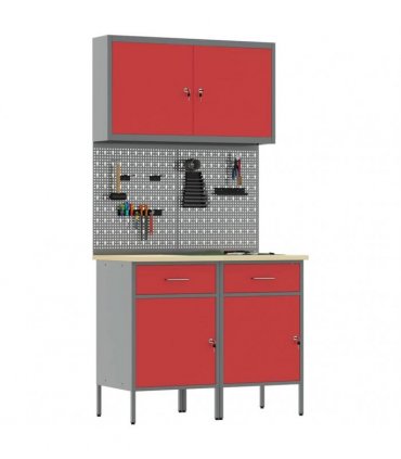 vidaXL Work Cabinet with Drawer 5 pcs Red Engineered Wood and Steel