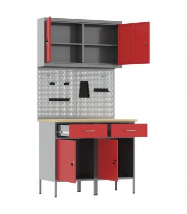 vidaXL Work Cabinet with Drawer 5 pcs Red Engineered Wood and Steel