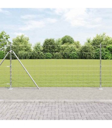 vidaXL Welded Wire Fence with Concrete Base 25 x 1.2 m Silver Mesh