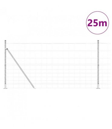 vidaXL Welded Wire Fence with Concrete Base 25 x 1.2 m Silver Mesh