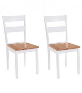 vidaXL Dining Chairs 2 pcs White Solid Rubber Wood