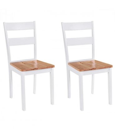 vidaXL Dining Chairs 2 pcs White Solid Rubber Wood