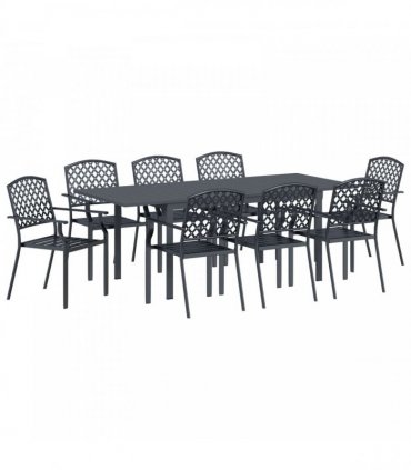 vidaXL Garden Dining Set 9 pcs Anthracite Steel