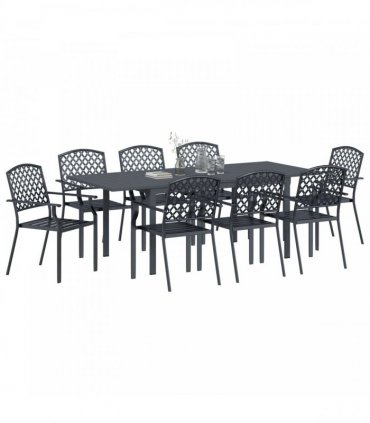 vidaXL Garden Dining Set 9 pcs Anthracite Steel