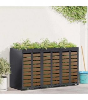 vidaXL Wheelie Bin Storage for 3 Bins Anthracite 204 x 77.5 x 121.5 cm