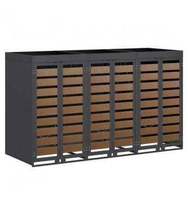 vidaXL Wheelie Bin Storage for 3 Bins Anthracite 204 x 77.5 x 121.5 cm