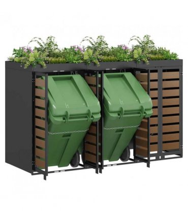 vidaXL Wheelie Bin Storage for 3 Bins Anthracite 204 x 77.5 x 121.5 cm