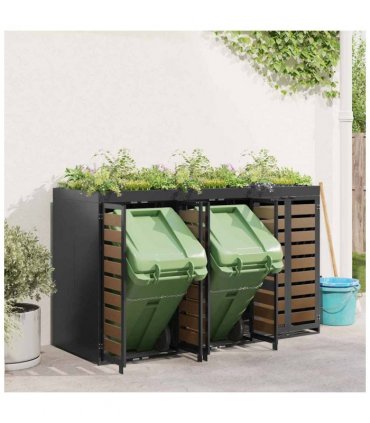 vidaXL Wheelie Bin Storage for 3 Bins Anthracite 204 x 77.5 x 121.5 cm
