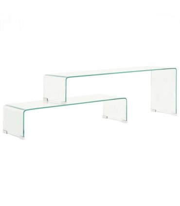 vidaXL 2 Piece Coffee Table Set 90x30x20/110x30x40 cm Tempered Glass