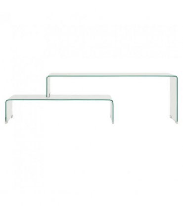 vidaXL 2 Piece Coffee Table Set 90x30x20/110x30x40 cm Tempered Glass