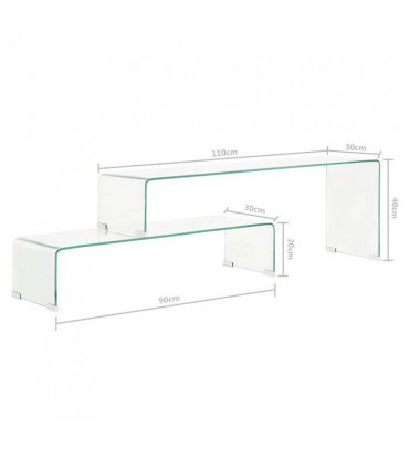 vidaXL 2 Piece Coffee Table Set 90x30x20/110x30x40 cm Tempered Glass