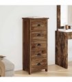 vidaXL Chest of Drawers Natural 45 x 35 x 110 cm Solid Teak Wood