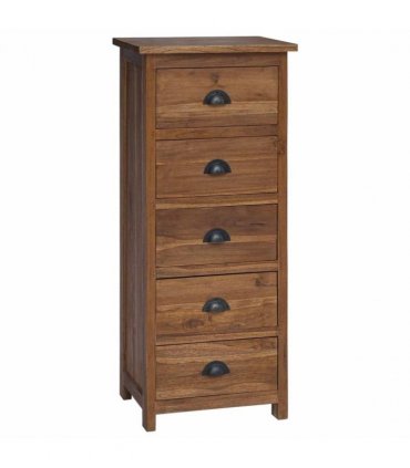 vidaXL Chest of Drawers Natural 45 x 35 x 110 cm Solid Teak Wood