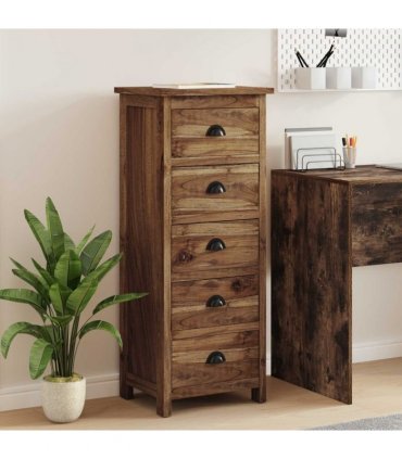 vidaXL Chest of Drawers Natural 45 x 35 x 110 cm Solid Teak Wood